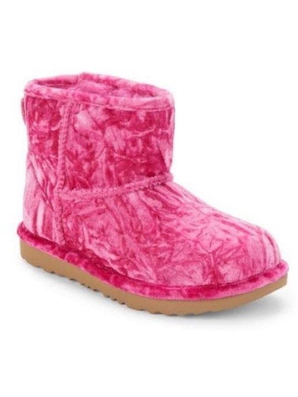 NWOT UGG Classic Mini I| Velvet boots girl's hot pink winter pull on boots Sz 13
